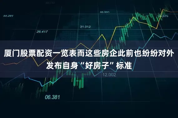 厦门股票配资一览表而这些房企此前也纷纷对外发布自身“好房子”标准